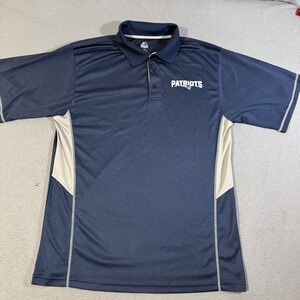 Majestic New England Patriots Polo Shirt‎ Mens Size Large Tall Blue Activewear